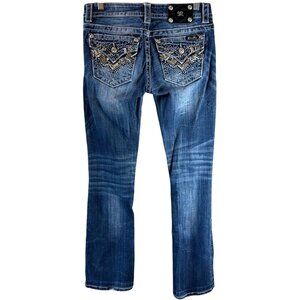 Miss Me Signature Rise Boot Embellished Back Pocket Jeans Size 28